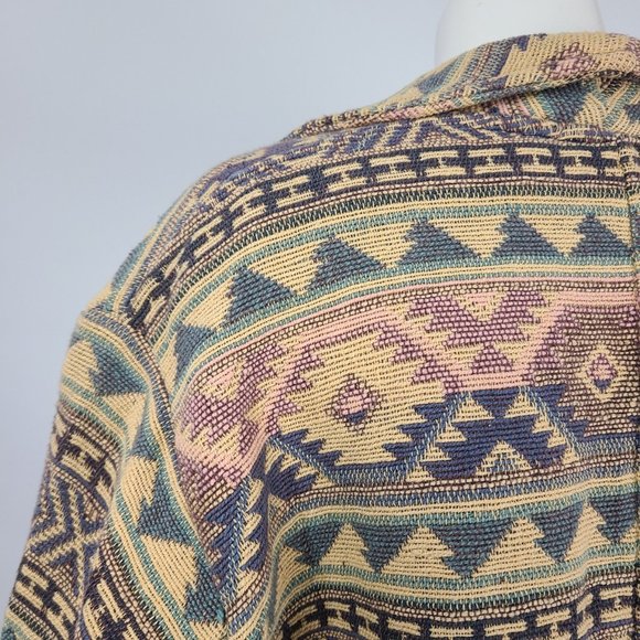 Vintage Flashback Cotton Woven Yellow Navaho Jacket Size M - Picture 8 of 12